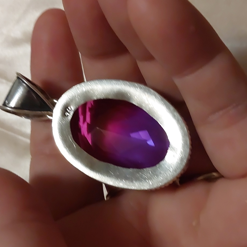 Natural Pink Rubillite Sterling Silver Pendant - Picture 3 of 5